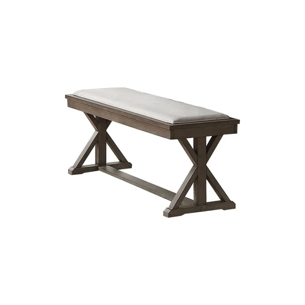Simple Relax White Fabric Upholstery Dining Bench - Grey - Dining Height - Single - Cream