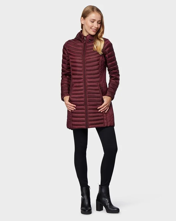 32 Degrees Women's Ultra-Light Long Packable Down 3/4 Jacket Darkest Spruce - XL
