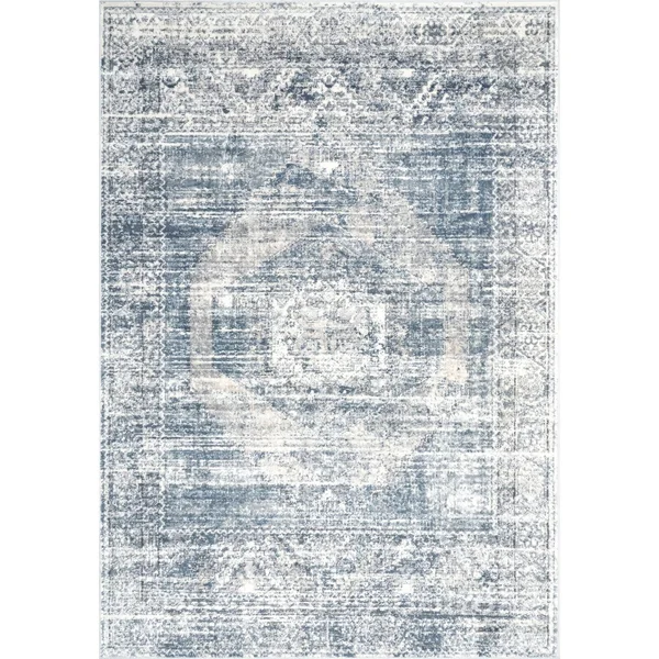 nuLOOM Jayla Barbed Iris Medallion Blue 6 ft. 7 in. x 9 ft. Area Rug