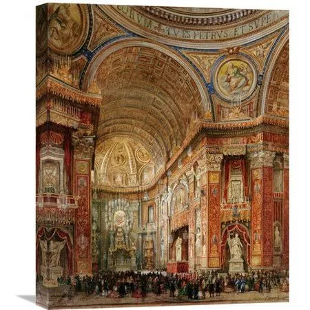 Global Gallery &St. Peter&s Basilica, Rome& by Giacinto Gigante Painting Print on Wrapped Canvas Size: 22x22 H x 17.86x22 W x 1.