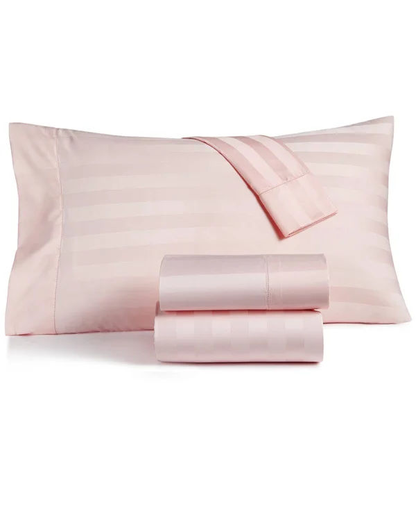 Charter Club Damask 1.5x22 Stripe 100% Supima Cotton 550 Thread Count 4 pc. Sheet Set, California King, Created for Macy&s - Cot