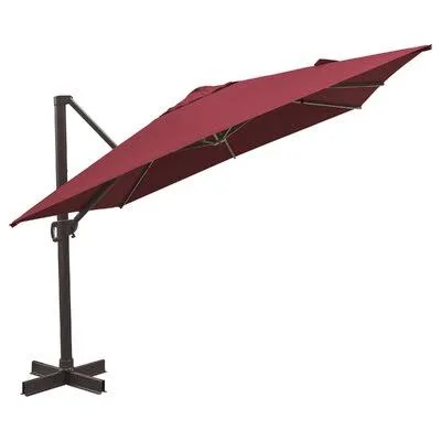 Arlmont & Co. Deluxe 10x10 Feet Outdoor Square Cantilever Umbrella, Patio Offset Hanging Umbrella with Crank Lift, Cross Bas
