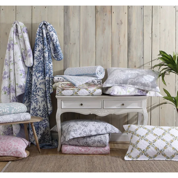 Laura Ashley Flora Quilt Set Full/Queen Blue