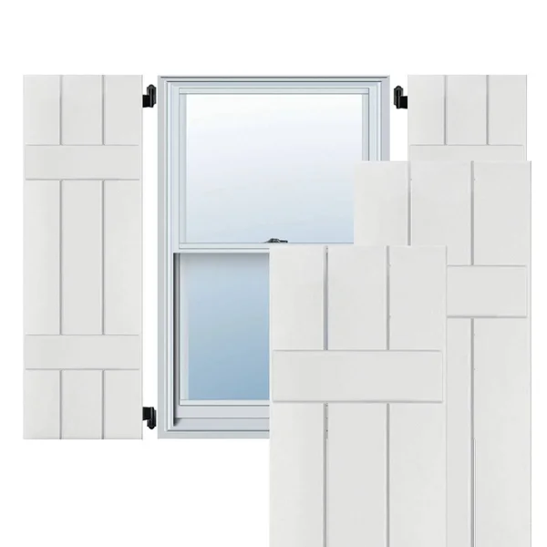 Ekena Millwork 12 in. x 57 in. Exterior Real Wood Pine Board and Batten Shutters Pair Primed
