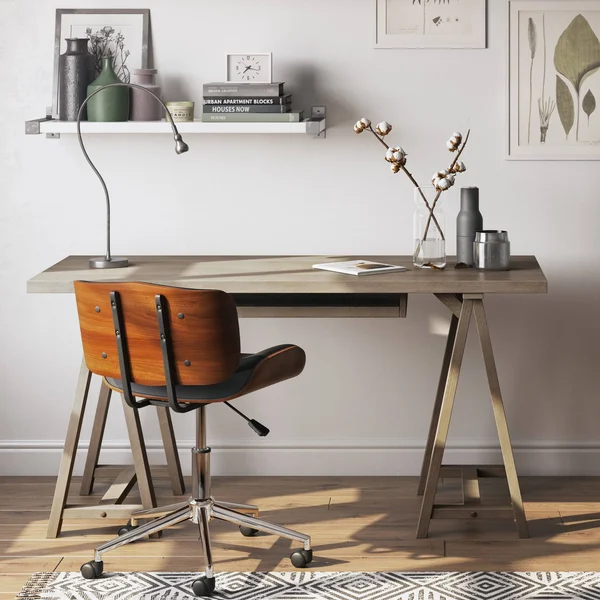 Wyndenhall Hawkins Solid Wood Modern Industrial 60 inch Wide Writing Office Desk - Farmhouse Grey