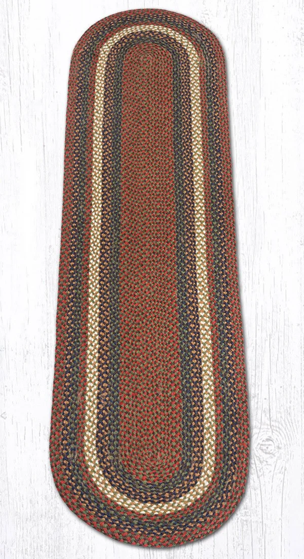Earth Rugs Oval Burgundy/Gray Braided Rug 2' x 8'