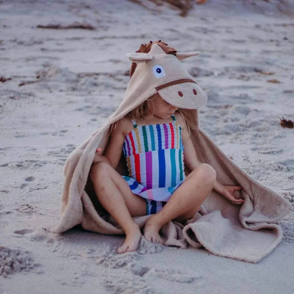 YIKES Twins Tan Horse Hooded Towel