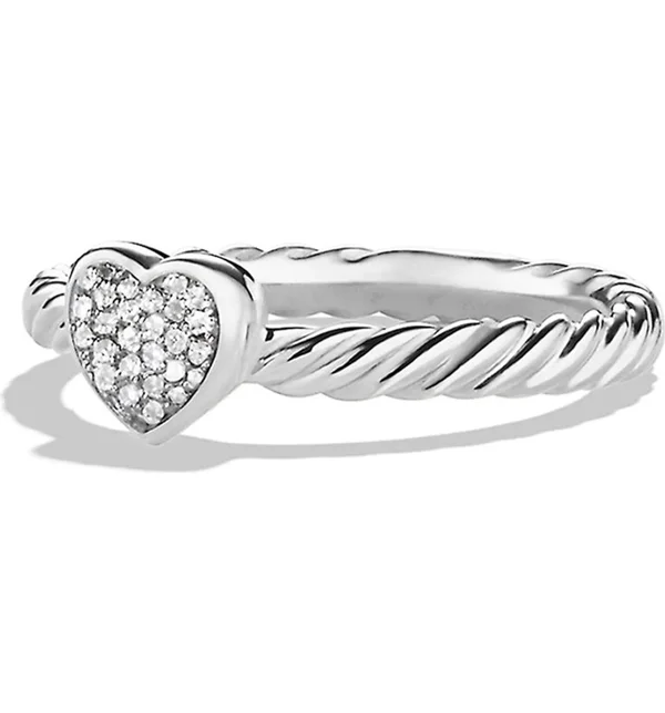 David Yurman Cable Collectibles Heart Ring with Diamonds