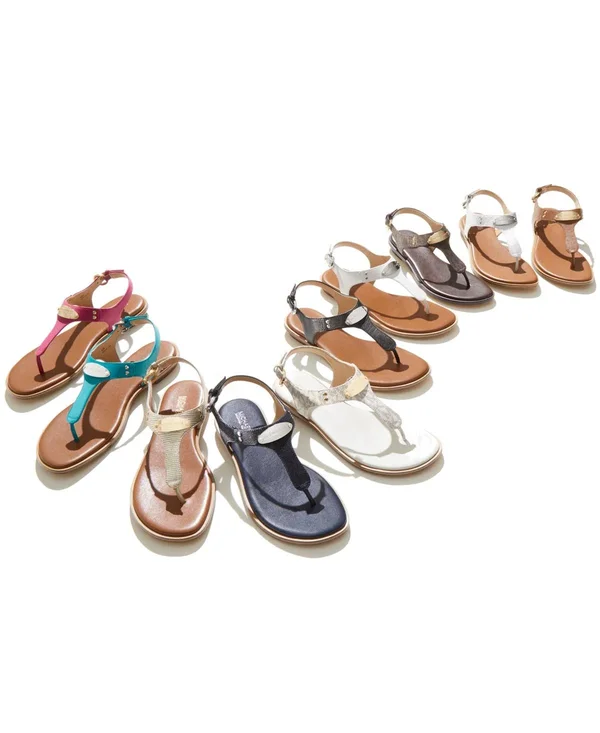 Michael Michael Kors MK Plate Thong Logo Sandals