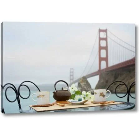 &Dream Cafe Golden Gate Bridge - 43& by Alan Blaustein Giclee Art Print on Wrapped Canvas Winston Porter Size: 10x22 H x 16x22 W