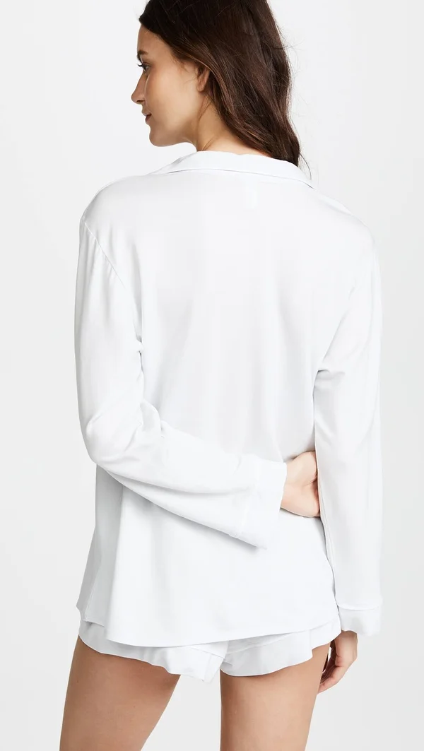 Eberjey Gisele Long Sleeve and Short PJ Set - Water Blue