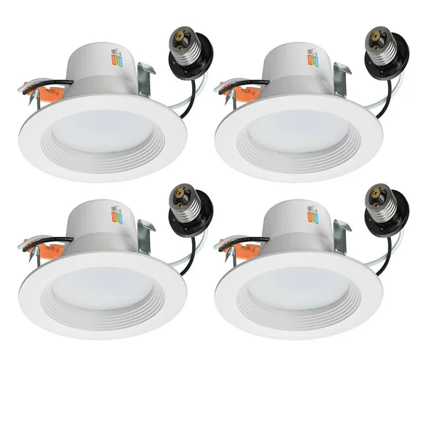 ETI 4 in. Selectable CCT Integrated LED Recessed Light Trim 625 Lumens 3000K 4000K 5000K Dimmable (4-Pack)