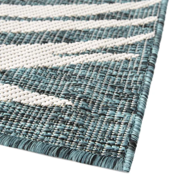 Unique Loom Outdoor Palm Rug - 5& 0 x 8& 0 - Teal