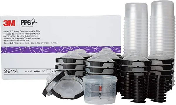 3M 26114 PPS Series 2.0 Spray Cup System Kit - Mini (6.8 fl oz, 200 mL) 200 Micron Filter