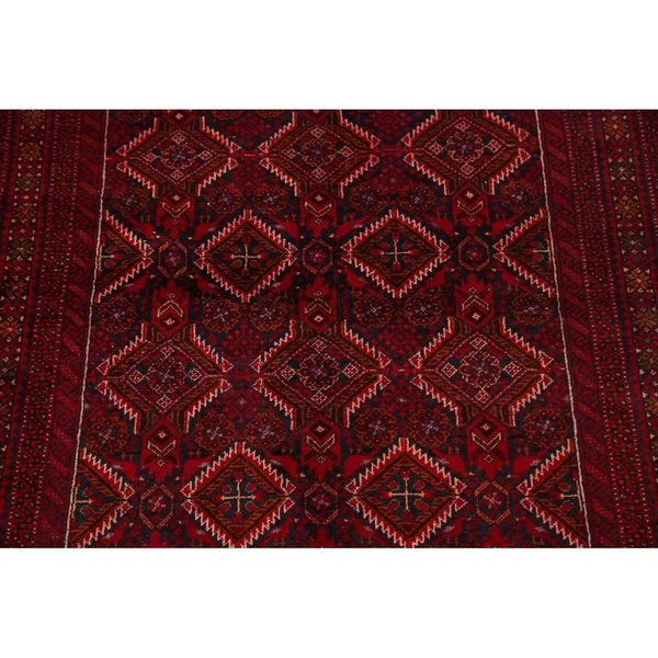 Tribal Geometric Oriental Balouch Afghan Area Rug Wool Handmade