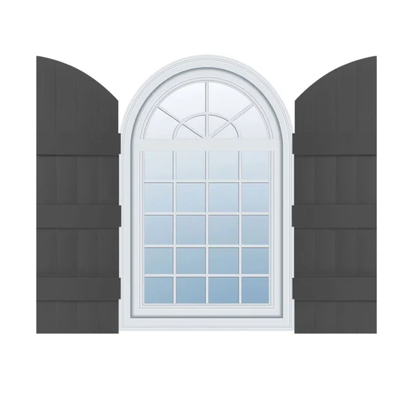 14 inchw x 81 inchh (74 inch Low Side) Lifetime Vinyl - Standard Four Board Joined w/ Archtop, Board-n-Batten Shutters, w/Install