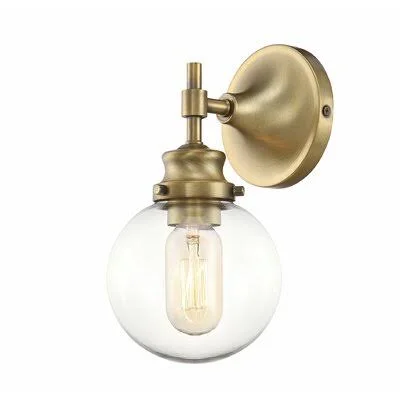 Breakwater Bay Adley 1-Light Armed Sconce; Natural Brass