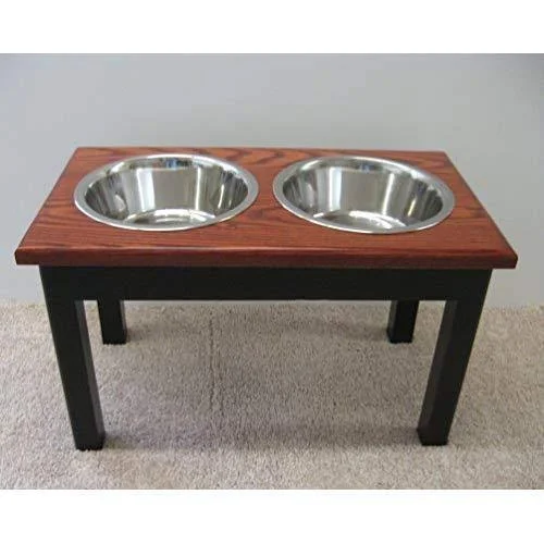 Classic Pet Beds 2-Bowl Traditional Style Ash Pet Diner Large Espres