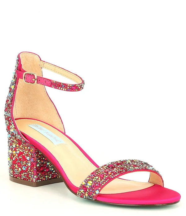 Blue by Betsey Johnson Womens Mari Satin Embellished Heels