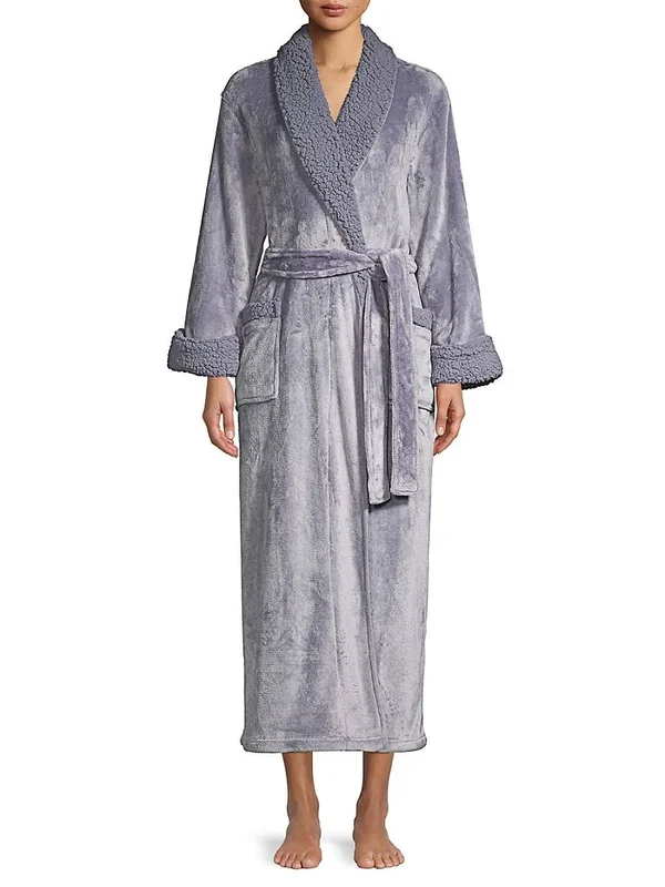 Natori Plush Long Robe - Ecru, Women's, Medium