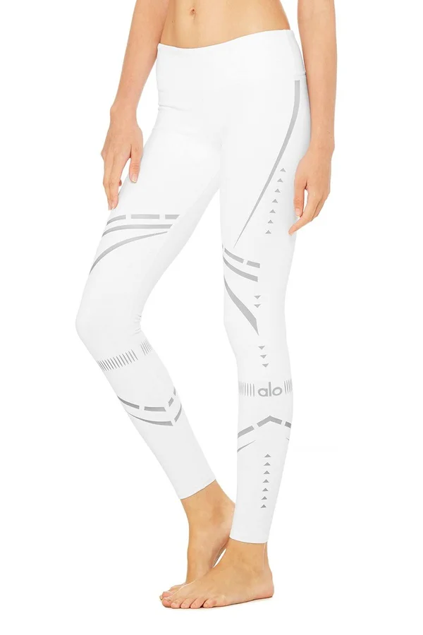 Alo Airbrush Yoga Leggings - White Reflective Chakra - M A1378090
