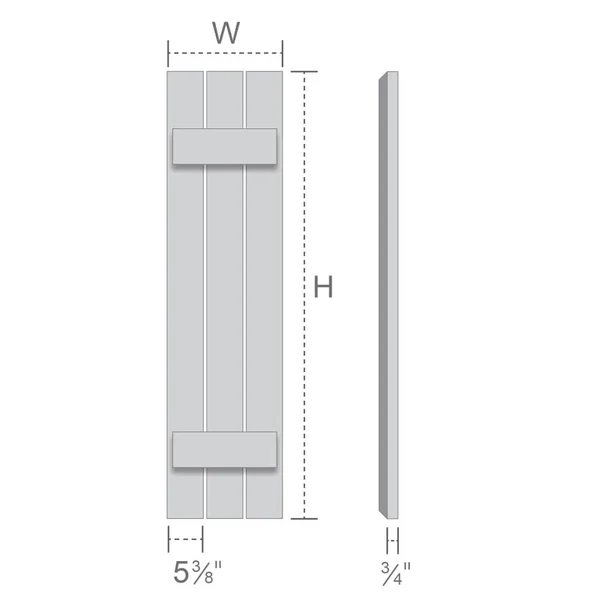 Ekena Millwork RBS06S23X058RWR 23x22W x 58x22H TimberCraft Four 5 3/8x22 Boards Spaced Board-n-Batten Shutters, Rough Sawn Weste