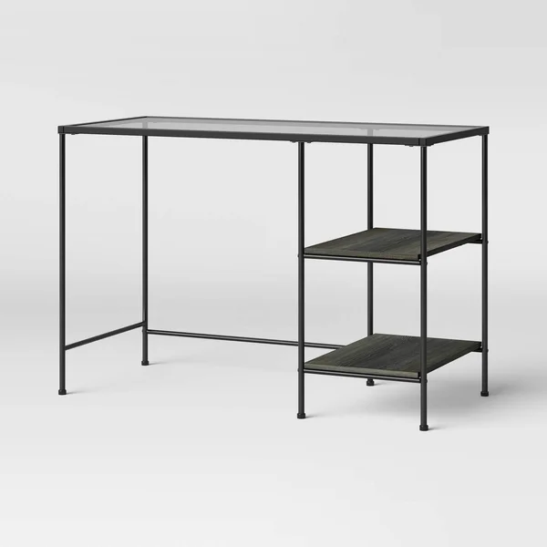 Fulham Glass Writing Desk with Storage Black - Project 62