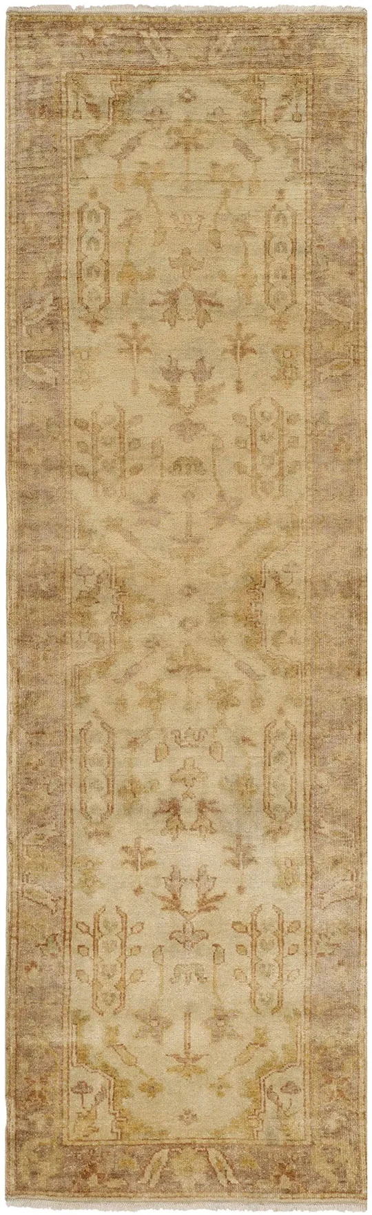 Safavieh Hand-Knotted Oushak Soft Green/ Rust Wool Rug - 3& x 10&