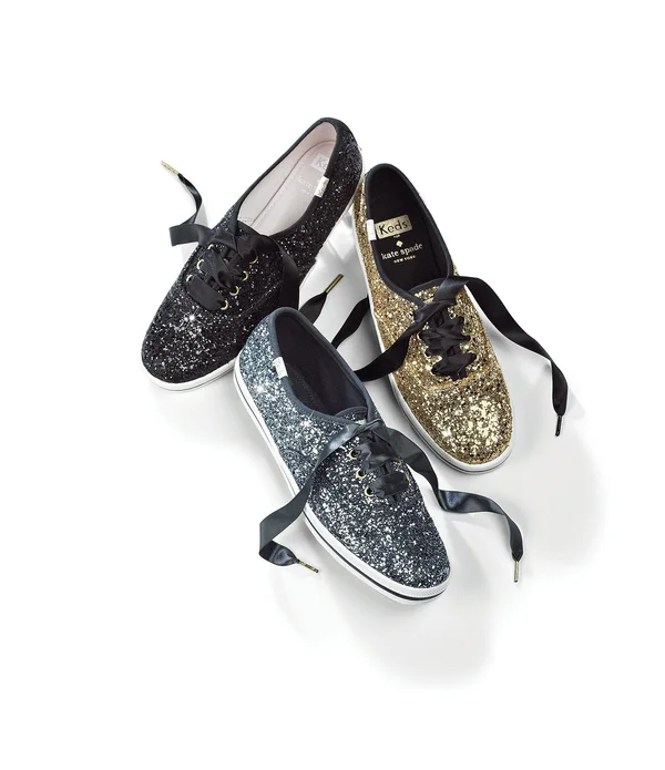 Keds x Kate Spade New York Glitter Sneakers - Platinum - Size 10