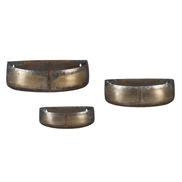 Plow & Hearth Rustic Metal Wall Planters, Set of 3