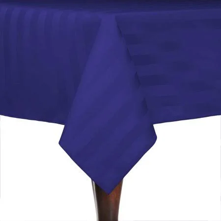 Ultimate Textile Satin-Stripe 84 x 84-Inch Square Tablecloth, Blue
