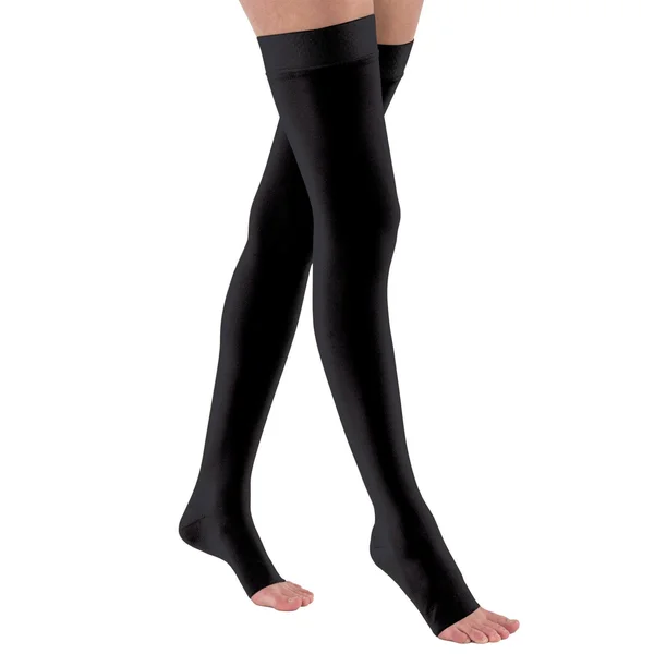 Jobst Relief 20-30 Open Toe Thigh Compression Stockings Silicone Dot Band - Beige - Small - Petite