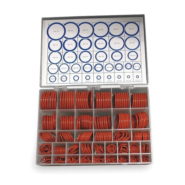 Grainger Approved O-Ring Assortment: SAE, Silicone, 436 Pieces, 36 #of Sizes, 70 Shore A Model: 3CVZ8