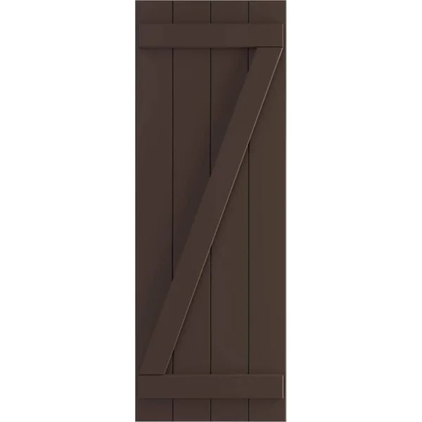 Ekena Millwork 21-1/2x22 x 51x22 True Fit PVC Four Board Joined Board and Batten Shutters w/Z-Bar - Raisin Brown (Per Pair)