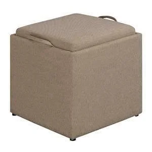 Park Avenue Single Ottoman with Stool Tan Fabric - Breighton Home