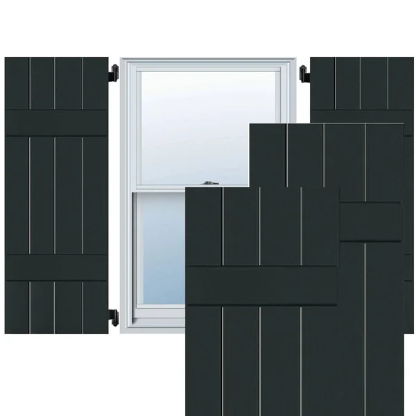 Ekena Millwork 15 in. x 29 in. Exterior Real Wood Western Red Cedar Board and Batten Shutters Pair Dark Green