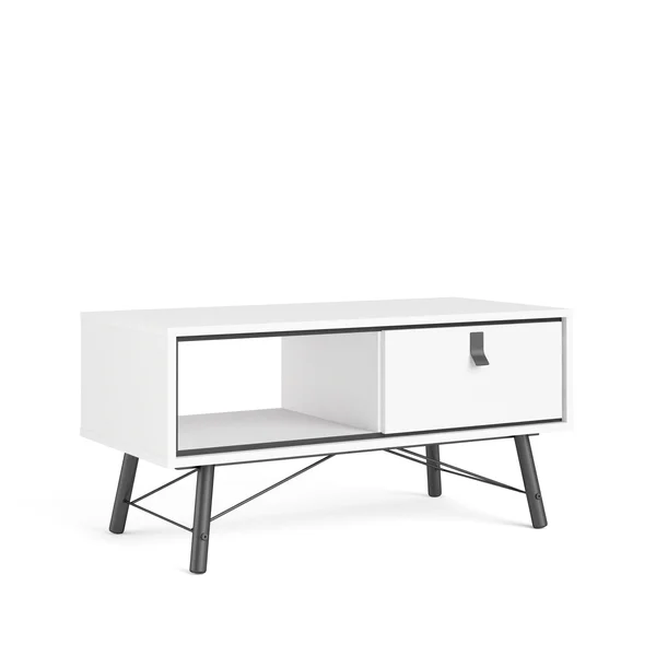 Tvilum Ry 1 Drawer Coffee Table - White Matte/Black