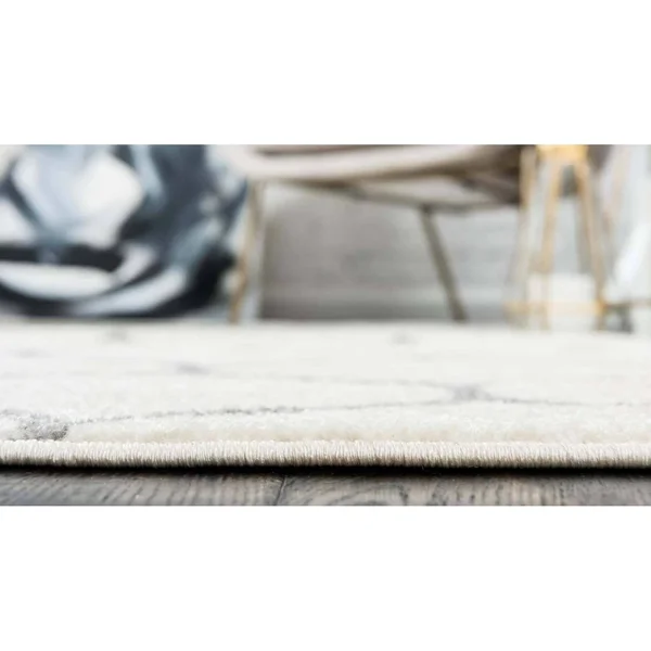 Unique Loom Rounded Trellis Frieze Rug - 10& x 14&, Ivory