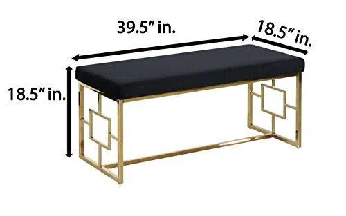 Best Master Furniture E03 Black & Gold Stainless Steel Bench