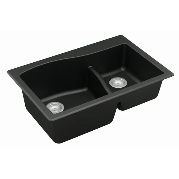 Karran Top Mount Double Bowl Quartz Sink - Black