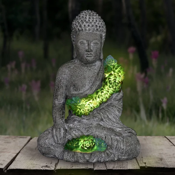Exhart Solar Succulent Buddha Statue