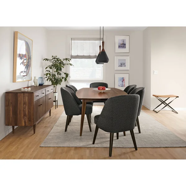 Room & Board, Modern Cora Side Chair in Tatum Salt w/ Charcoal Legs Black - Performance Fabric