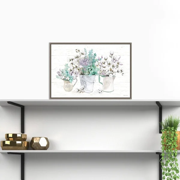 Amanti Art Farmhouse Cotton I Framed Canvas Print - Grey, 23x16