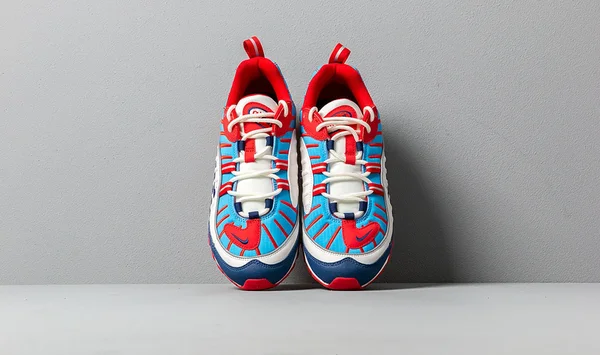 Nike White and Blue Air Max 98 Sneakers