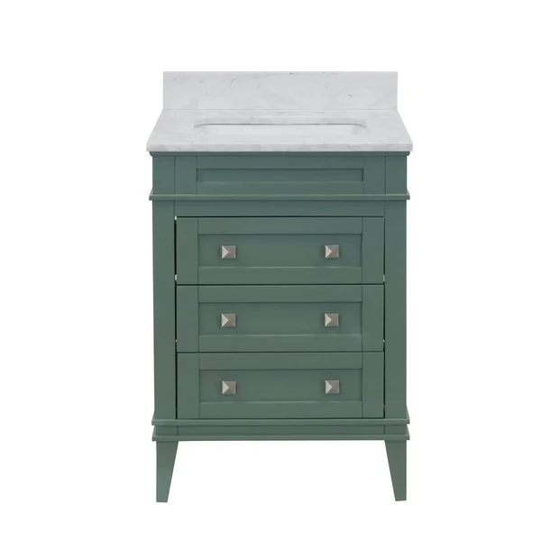 Eleanor 24x22 Single Bathroom Vanity Set Base Finish: Powder Blue - Top Finish: Carrara Marble