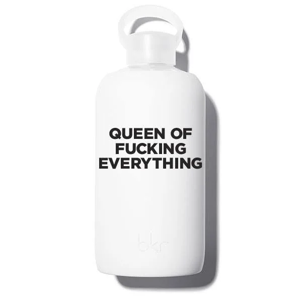 BKR Winter Queen 1L - Glass Water Bottle: 32oz - Glass/Silicone, BPA-Free, Dishwasher Safe