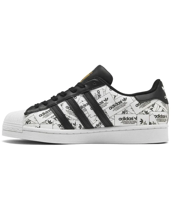 Adidas Superstar White/Black Print Men's Shoes - Size: 10