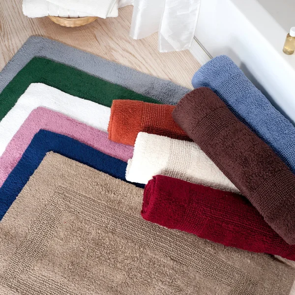 Solid Reversible Long Bath Rug Aqua - Yorkshire Home