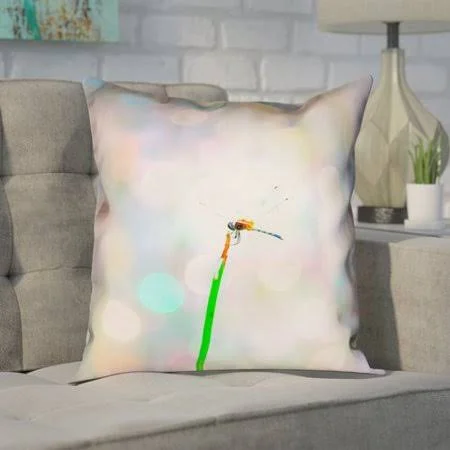 Wrought Studio Centreville Dragonfly and Lights Double Sided Throw Pillow - Size: 20 inch x 20 inch, Green
