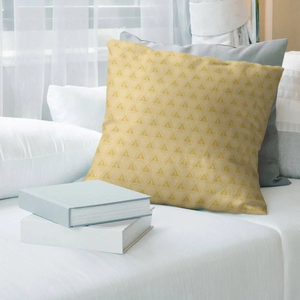 Porch & den Caitlin Monochrome Minimalist Tree Pattern Throw Pillow - 14 x 14 - Yellow - Linen